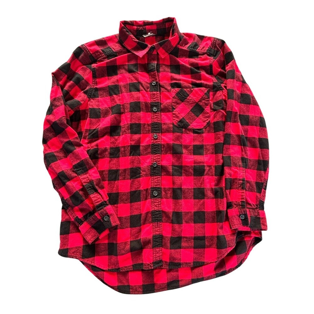 Eddie Bauer Red Black Buffalo Plaid Cotton Flannel Shirt Women's Large